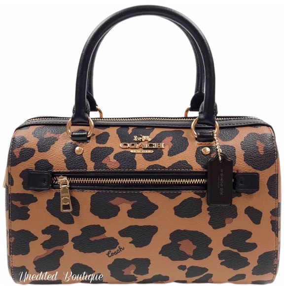 COACH Rowan Satchel Handbag In Leopard Print - Picture 2 of 13